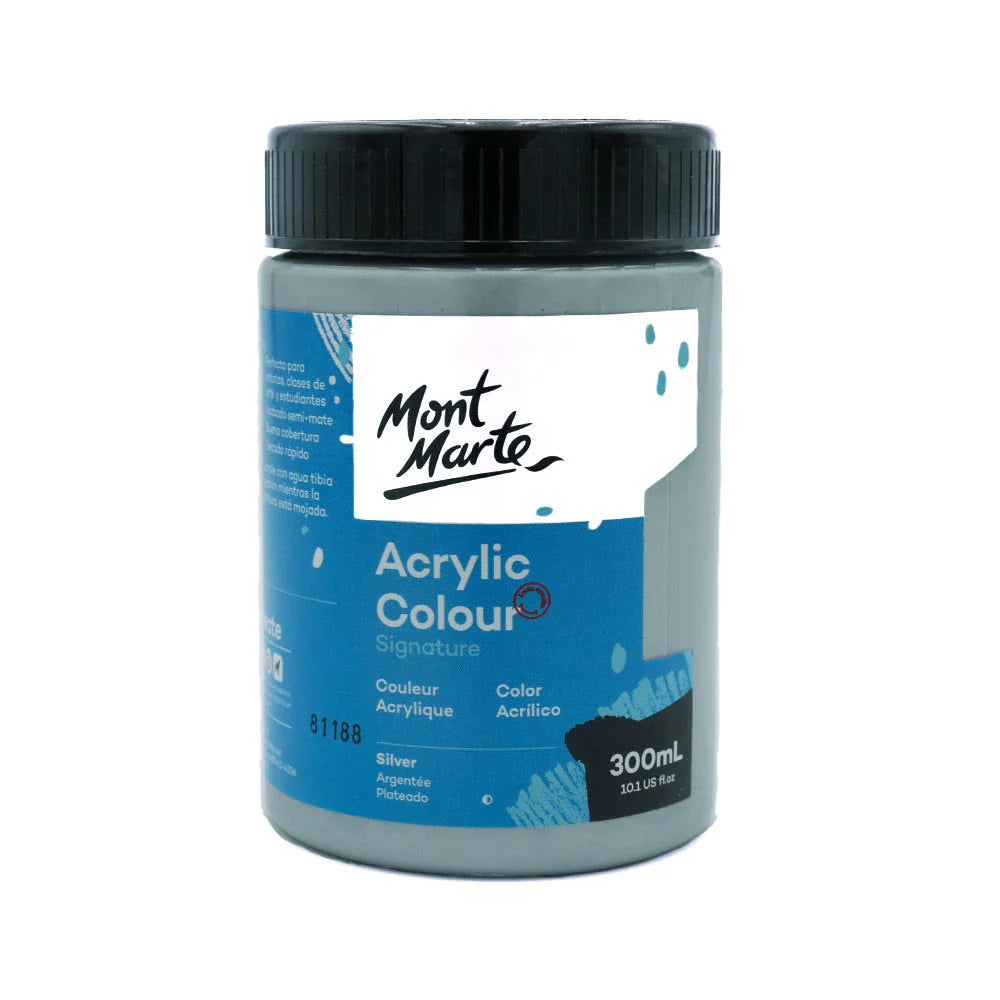 Mont Marte Acrylic Colour Paint Signature 300ml (10.1 US fl.oz) - Silver