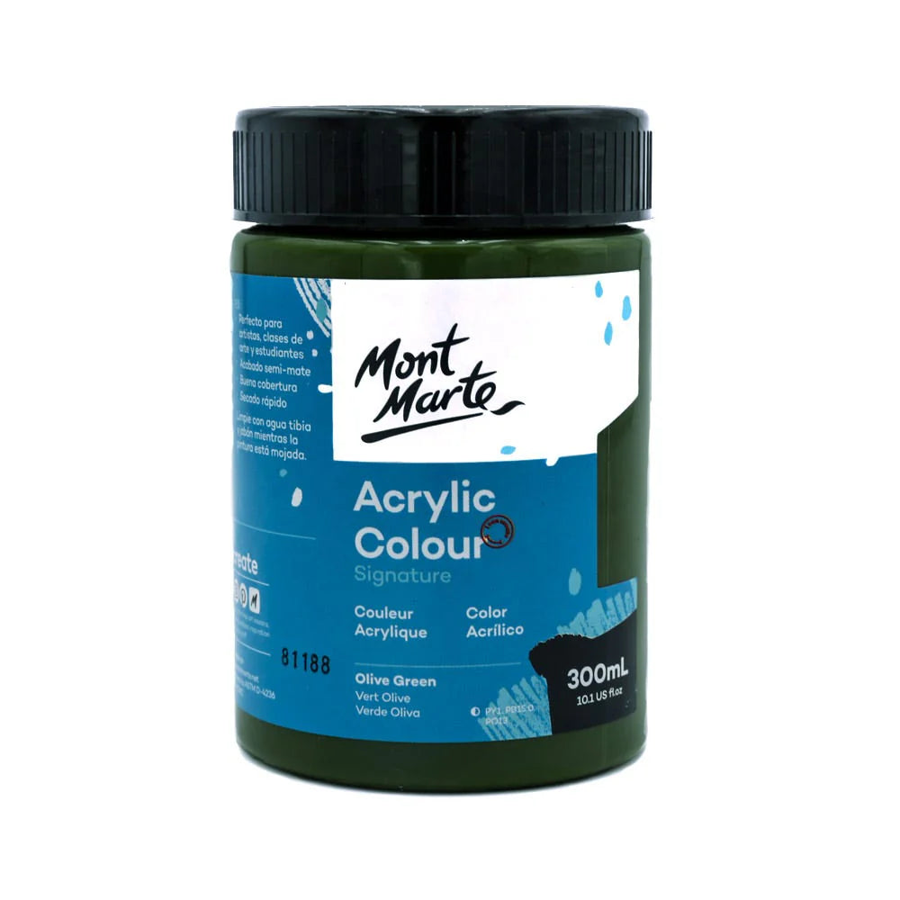 Mont Marte Acrylic Colour Paint Signature 300ml (10.1 US fl.oz) - Olive Green