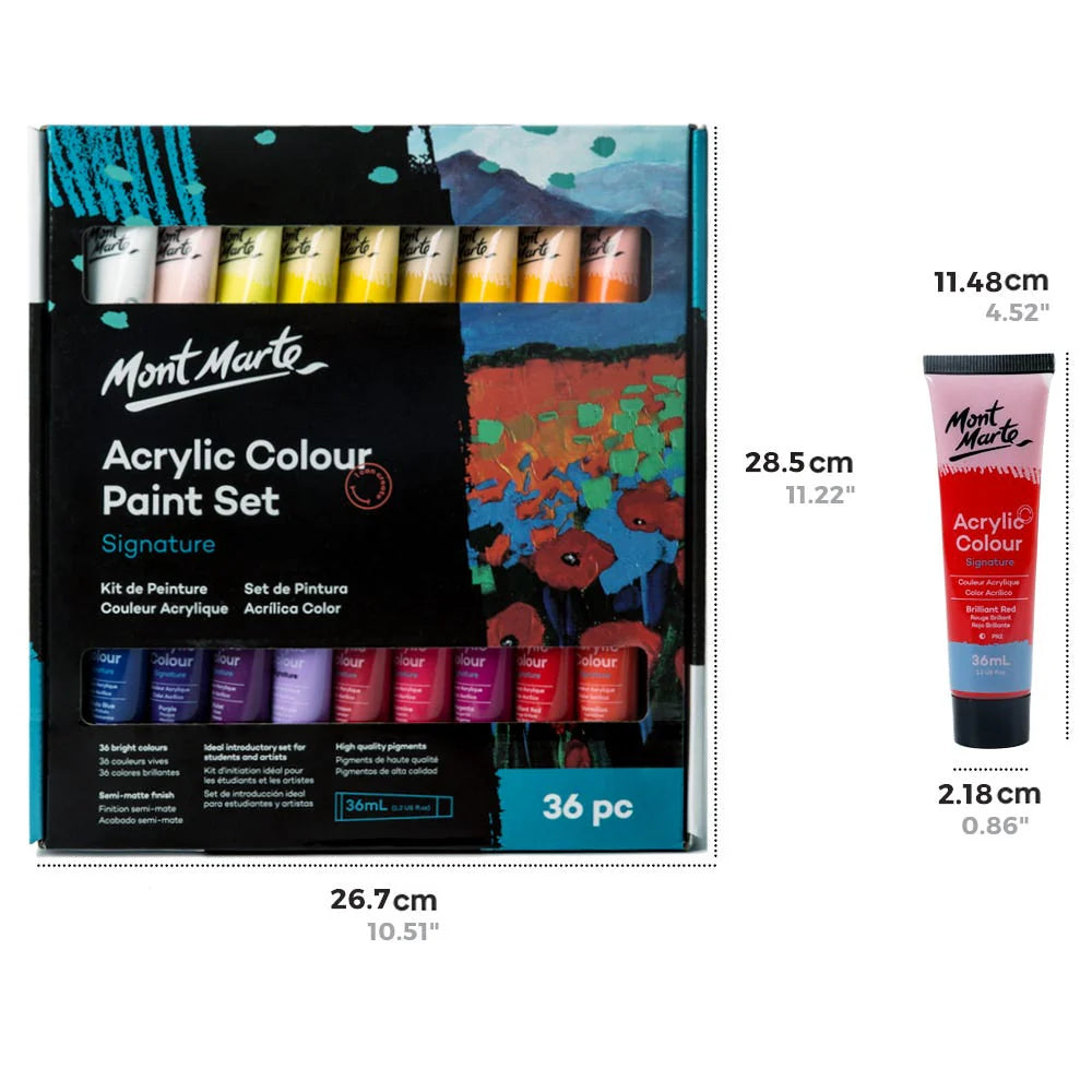 Mont Marte Acrylic Colour Paint Set Signature 36pc x 36ml (1.2oz)