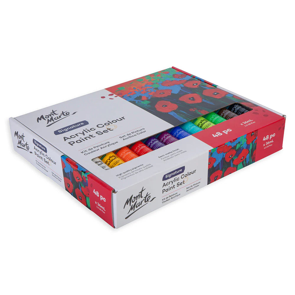 Mont Marte Acrylic Colour Paint Set Signature 48pc x 36ml (1.2 US fl.oz)