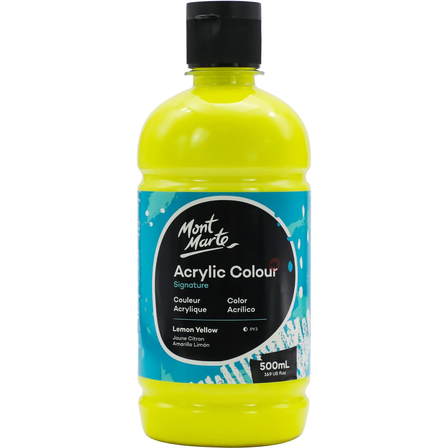 Mont Marte Studio Acrylic 500Ml Bottle - Lemon Yellow