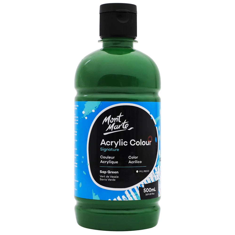 Mont Marte Studio Acrylic 500Ml Bottle - Sap Green
