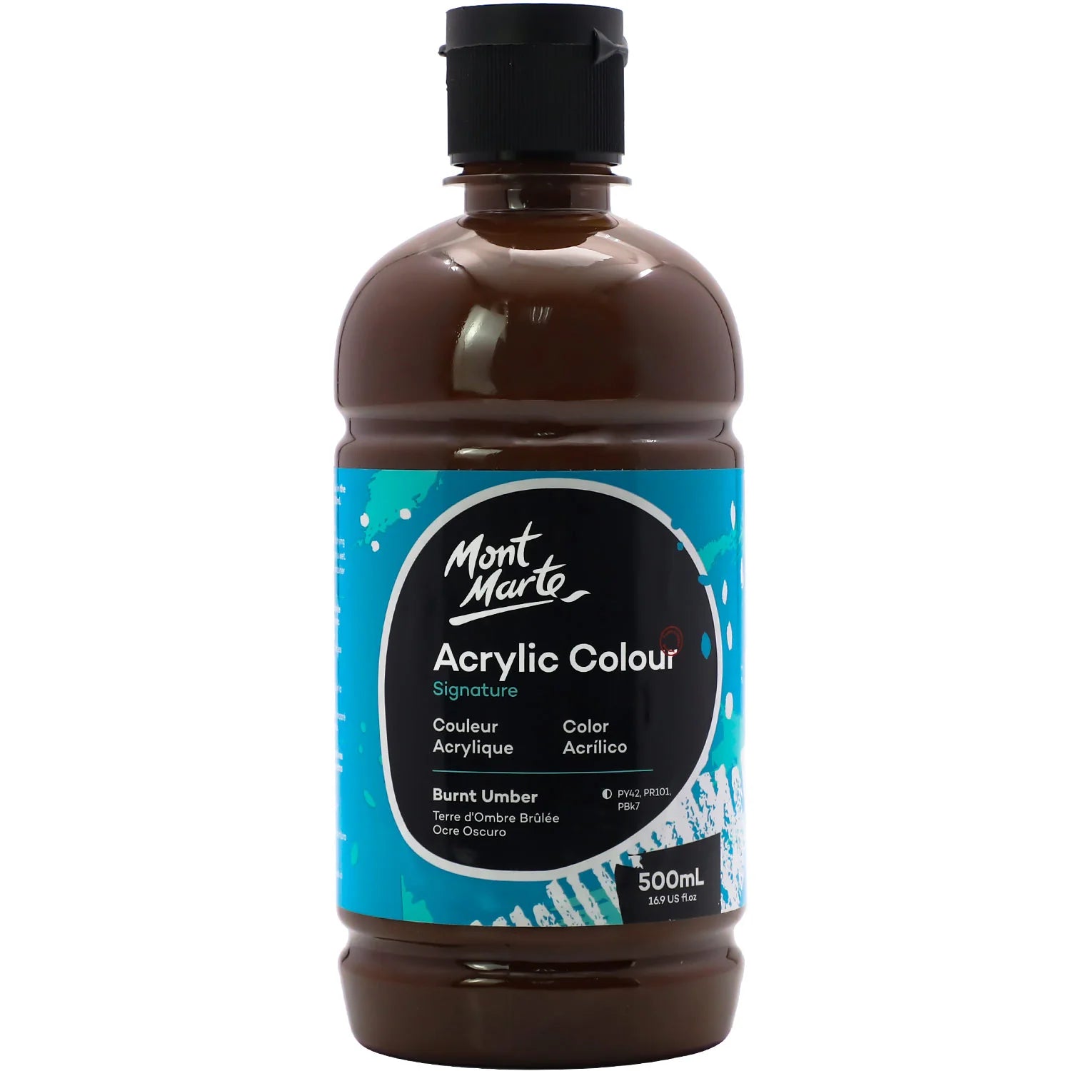 Mont Marte Studio Acrylic 500Ml Bottle - Burnt Umber