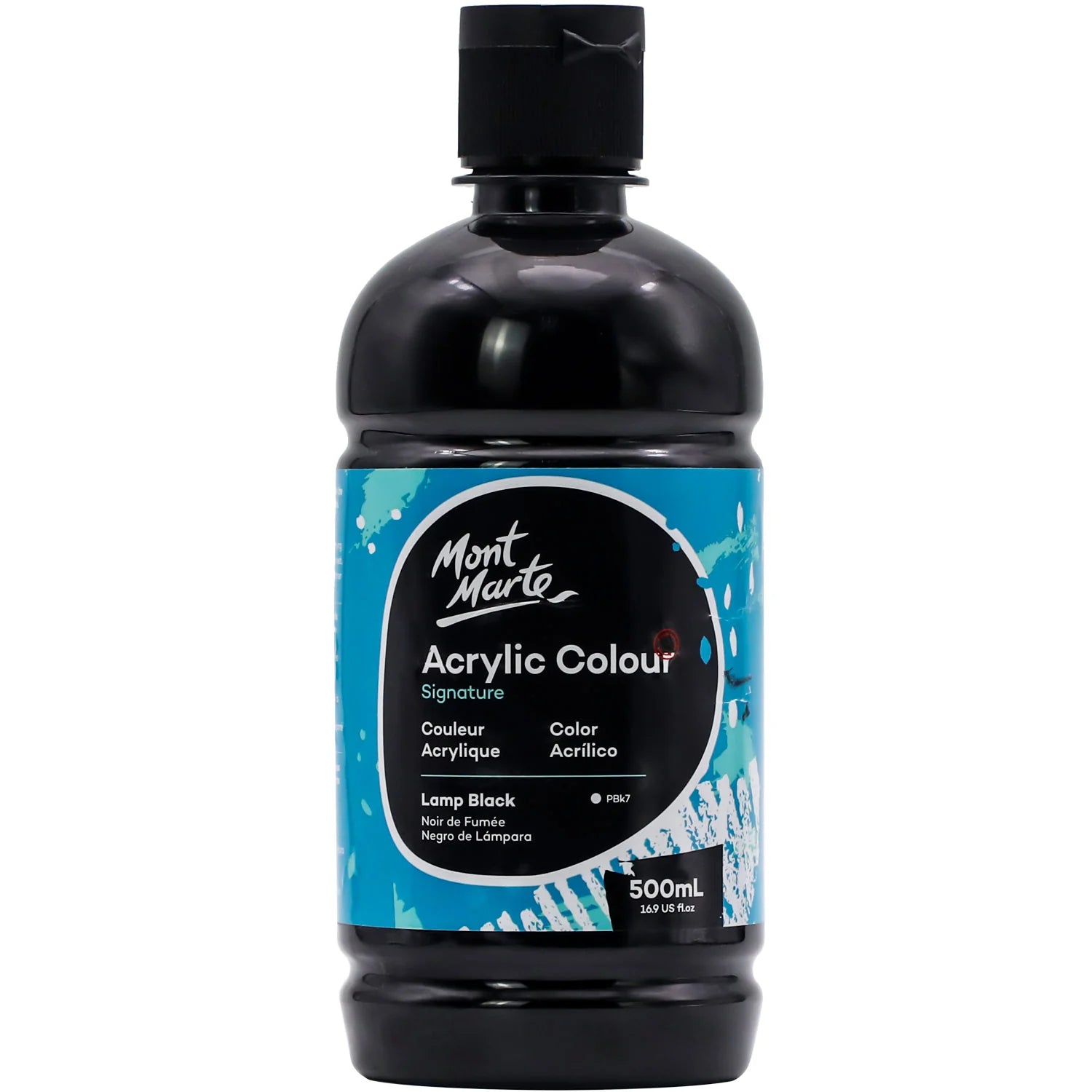 Mont Marte Studio Acrylic 500Ml Bottle - Lamp Black