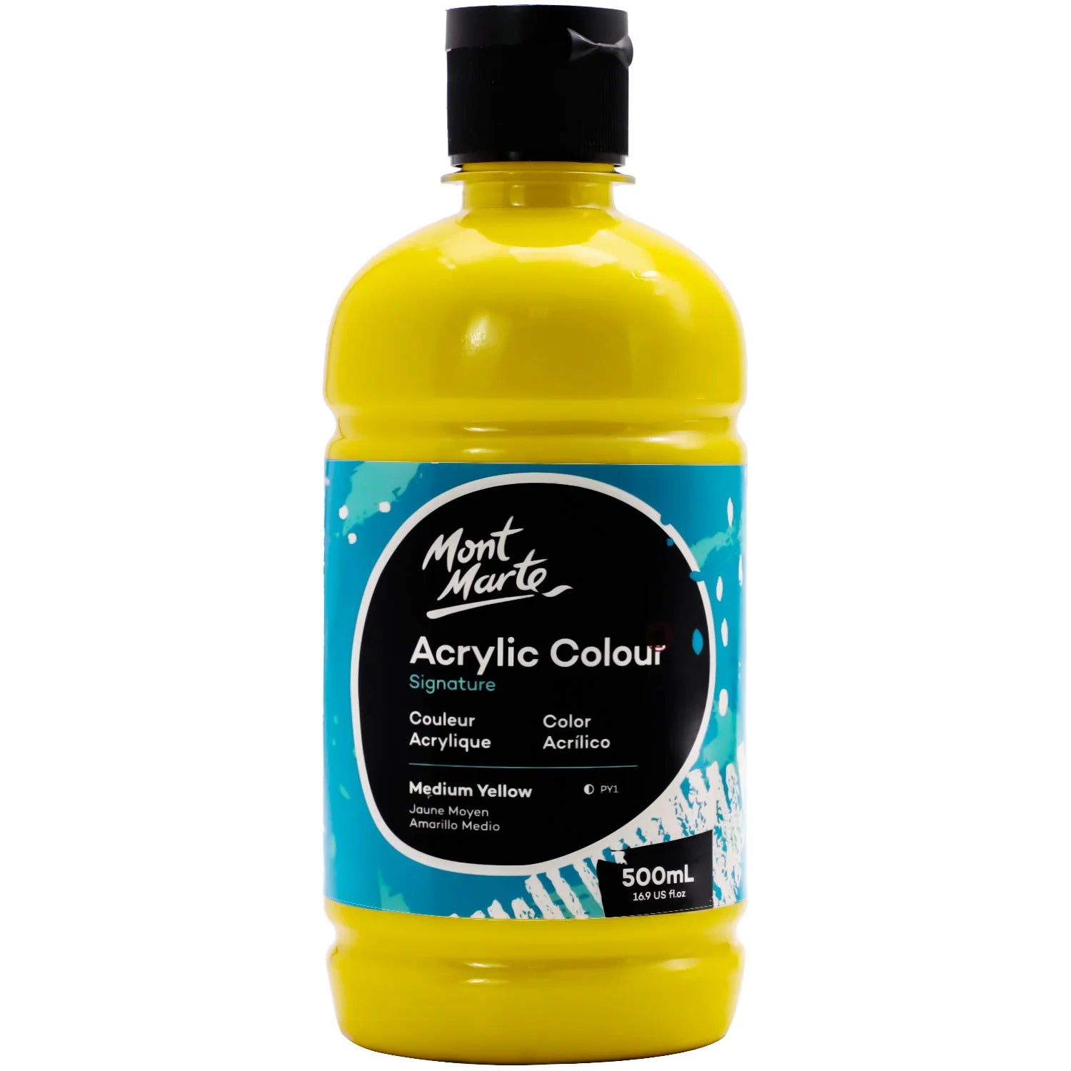 Mont Marte Studio Acrylic 500Ml Bottle - Medium Yellow