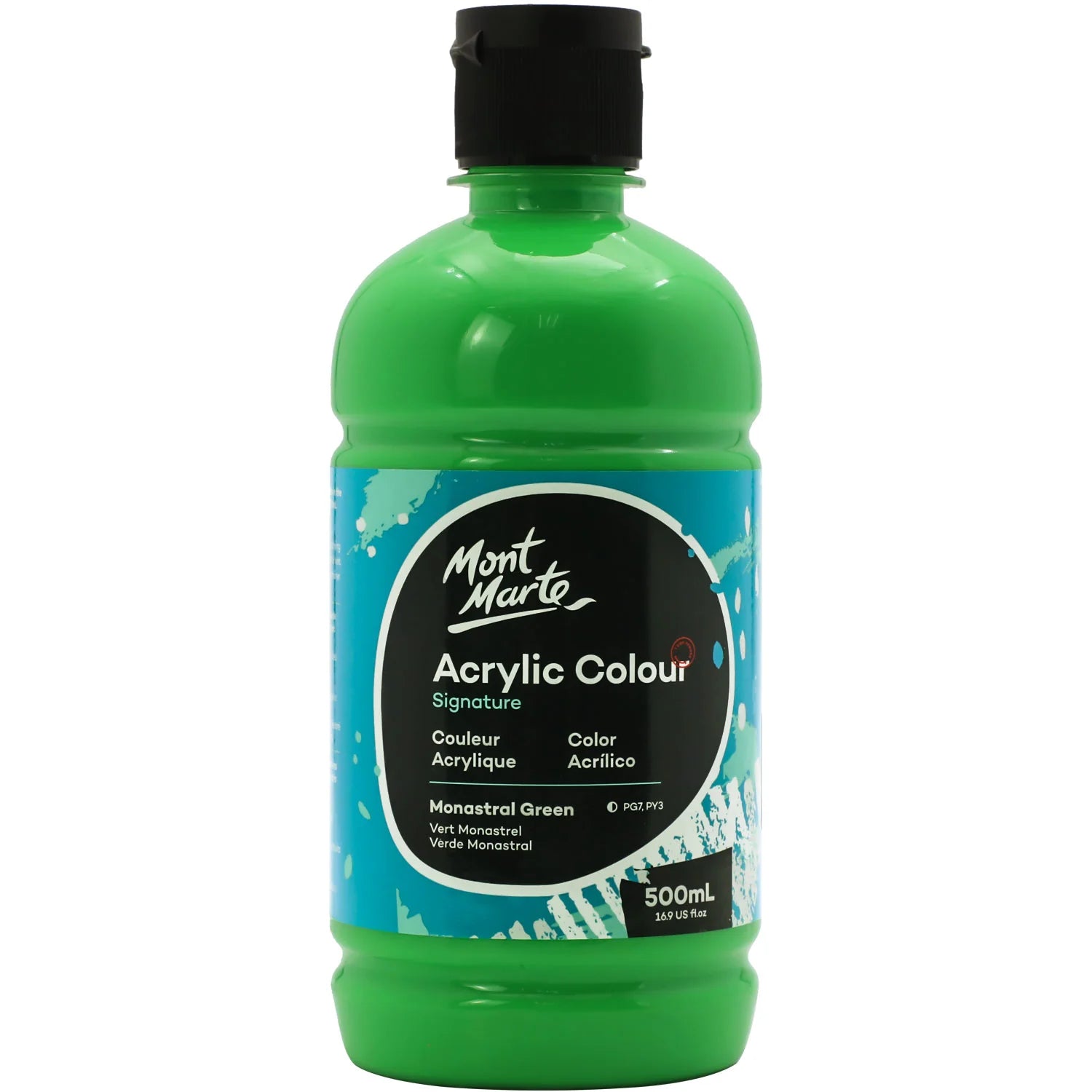 Mont Marte Studio Acrylic 500Ml Bottle - Monastral Green