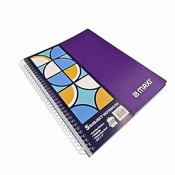 Maxi Spiral Polypropylene 5 Subject Notebook 11 Inches X 8.5 200 Sheets