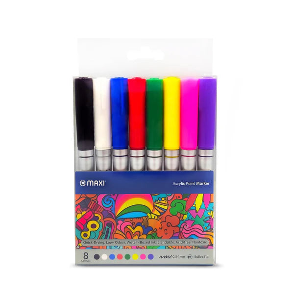 Maxi Acrylic  Paint Marker 1Mm Pck of 8pcs