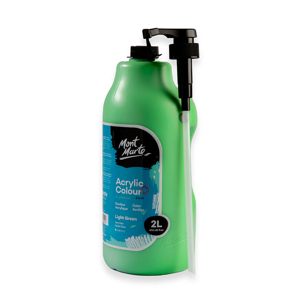 Mont Marte Acrylic Colour Paint Signature 2L (67.6 US fl.oz) Bottle – Light Green