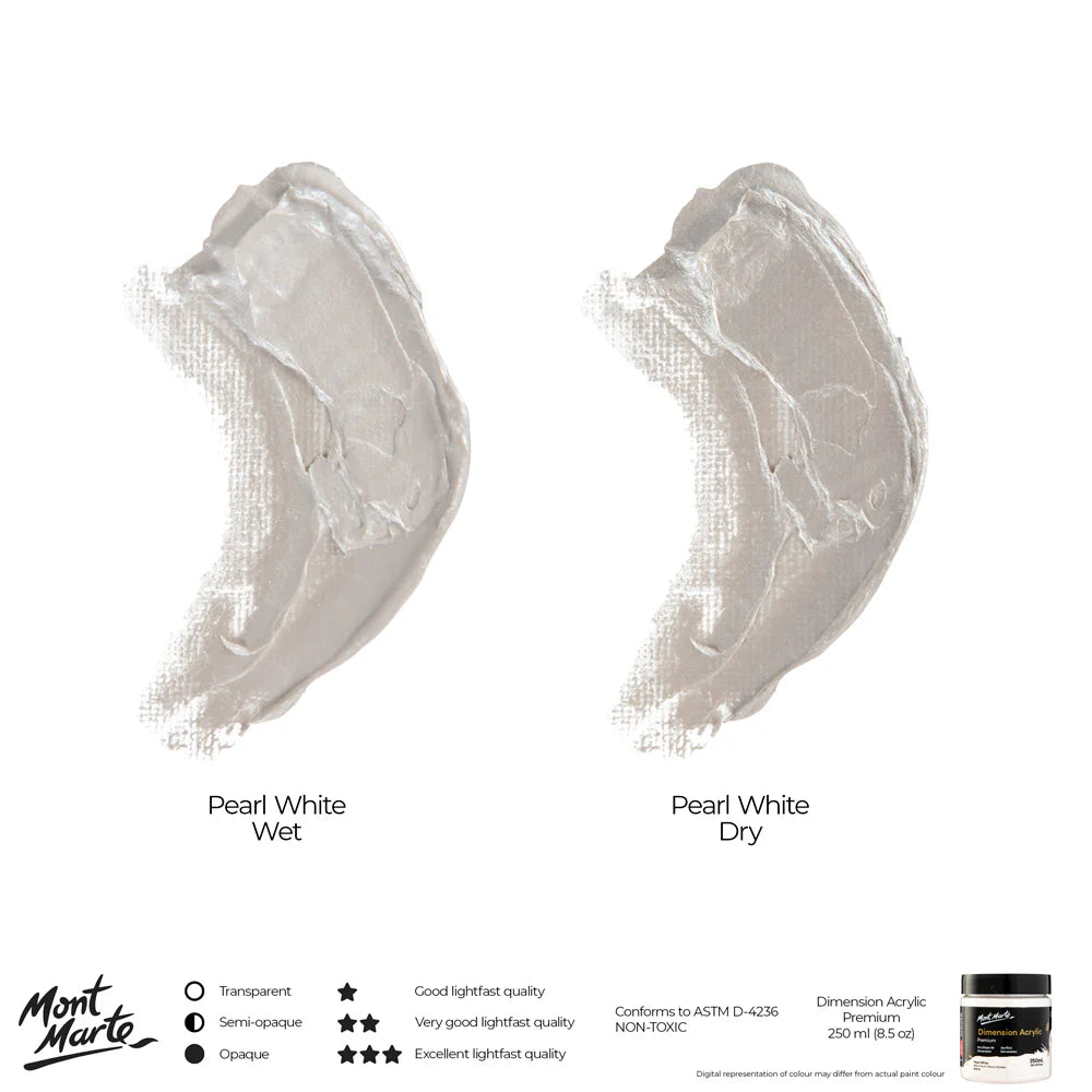 Mont Marte Dimension Acrylic Premium 250ml (8.5 US fl.oz) - Pearl White