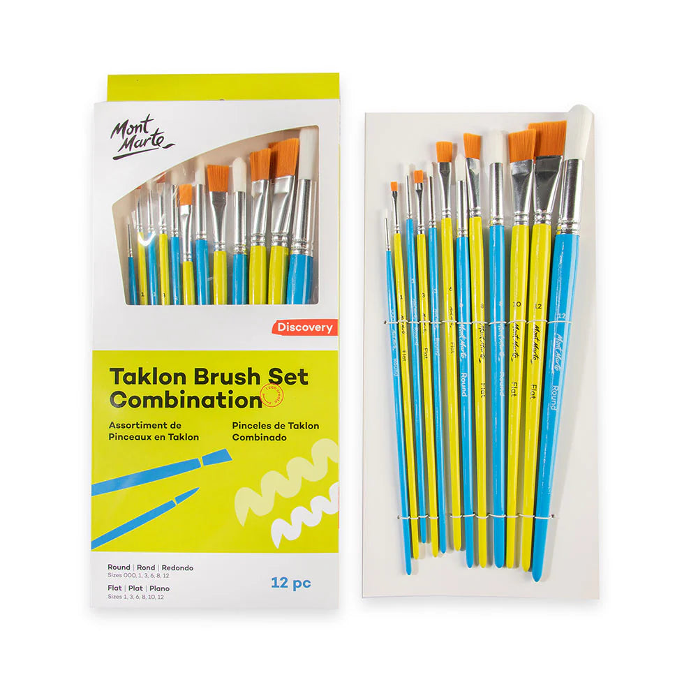 Mont Marte  Taklon Brush Set Combination Discovery 12pc