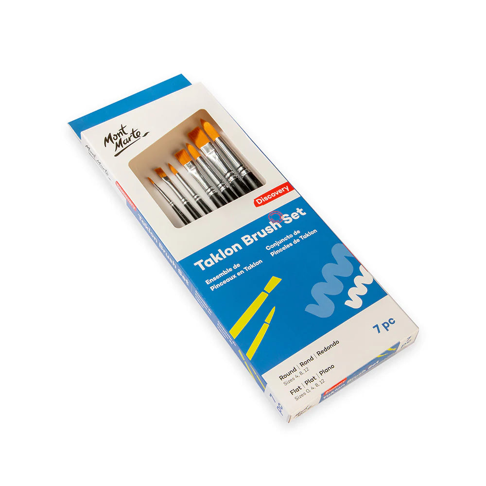 Mont Marte Taklon Brush Set Round and Flat Discovery 7pc