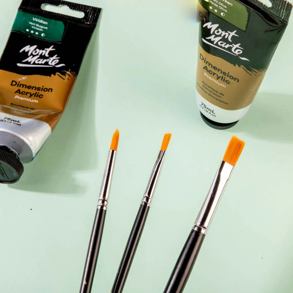 Mont Marte Taklon Brush Set Round and Flat Discovery 7pc