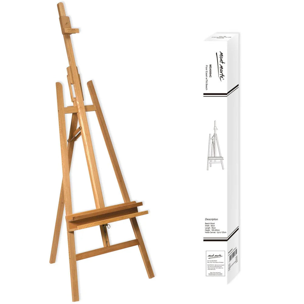 Mont Marte Floor Easel With Tilt Beech Wood