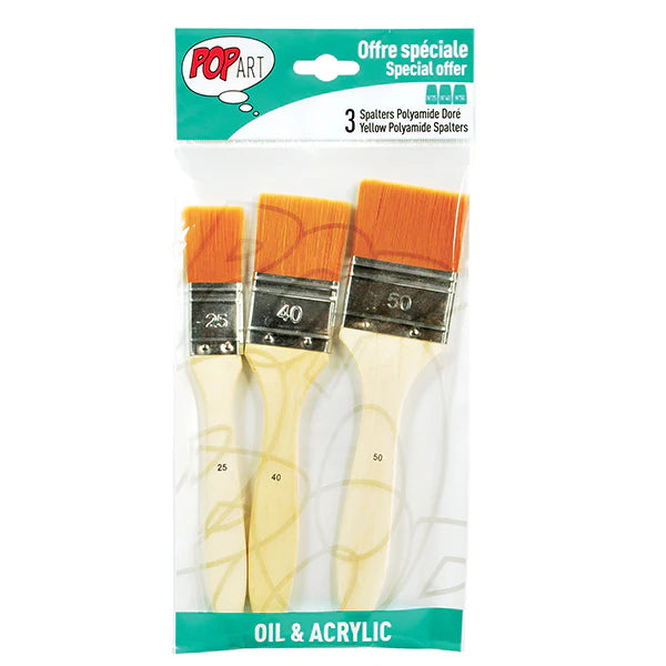 Pebeo Spalter Brush Sets - Orange Polyamide Set of 3
