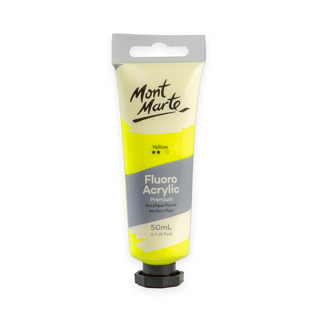 Mont Marte Fluoro Acrylic Paint 50mL - Yellow