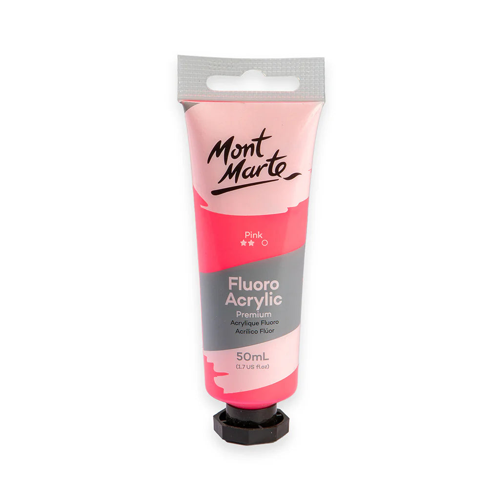 Mont Marte Fluoro Acrylic Paint 50mL - Pink