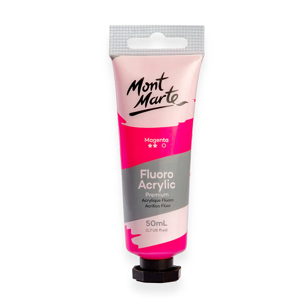 Mont Marte Fluoro Acrylic Paint 50mL - Magenta