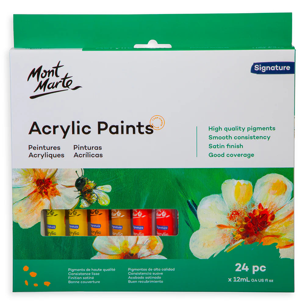 Mont Marte Acrylic Paints Set Signature 24pc x 12ml (0.4 US fl.oz)
