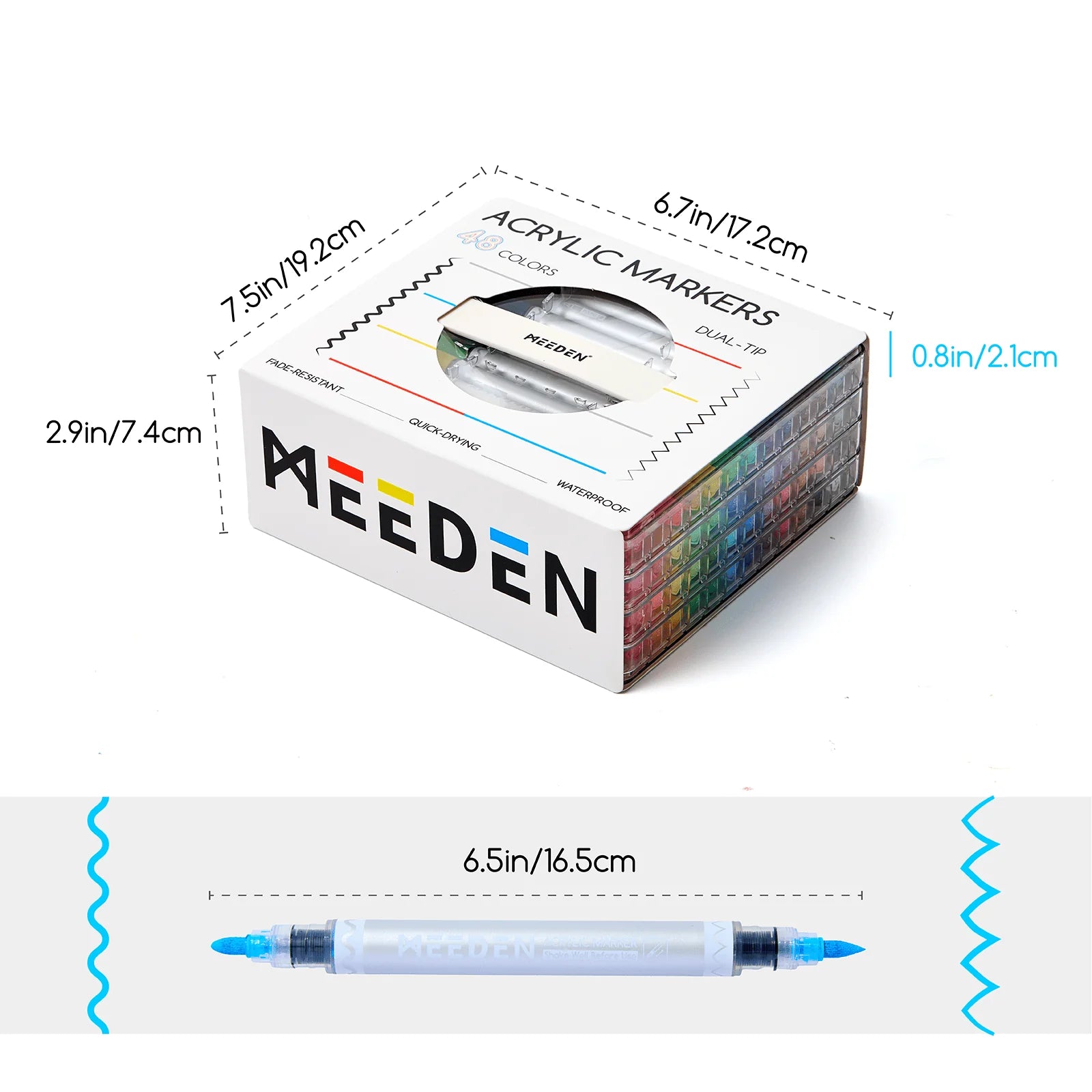MEEDEN Acrylic Markers Dual Tip 48 colors