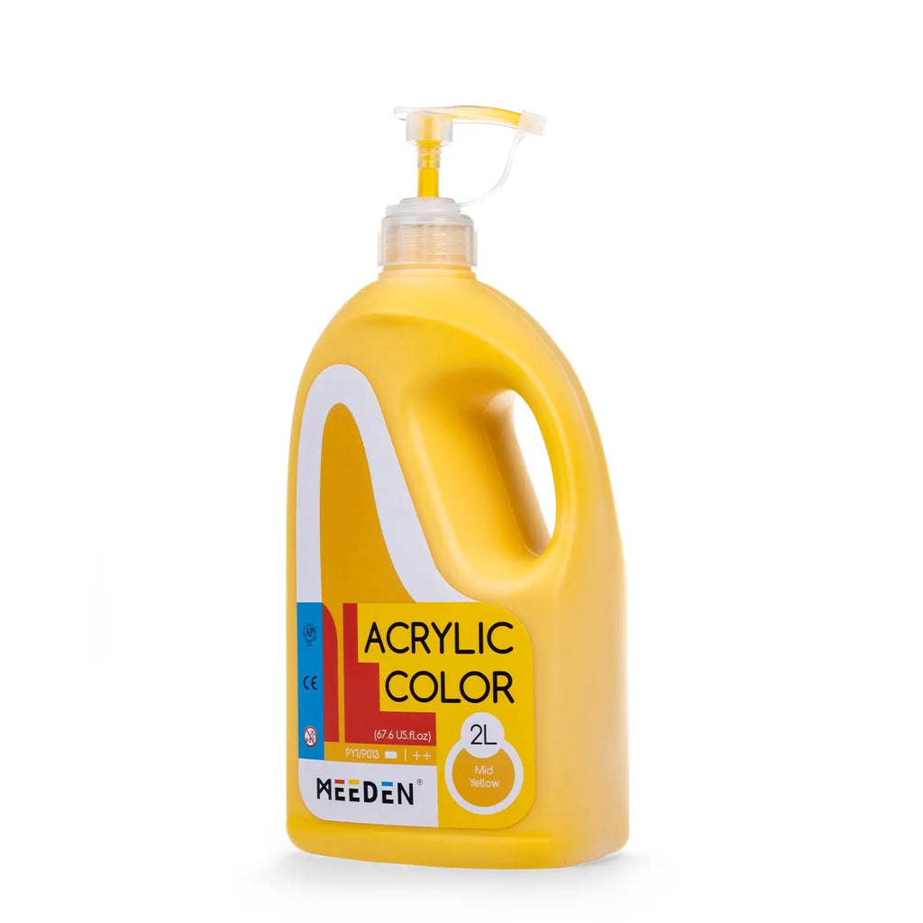 MEEDEN Acrylic Paint Mid Yellow with Pump Lid 2L 67.6 oz