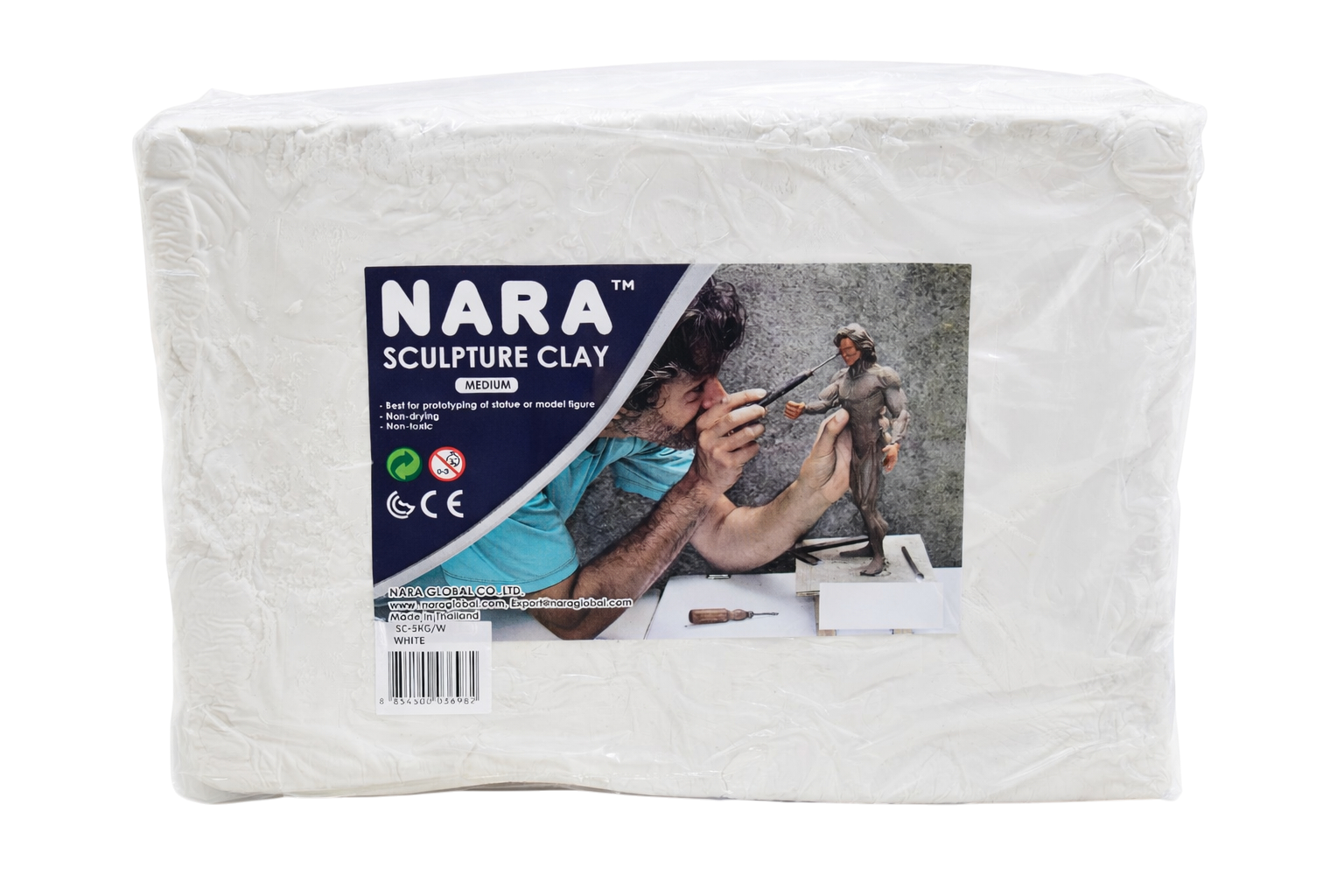 NARA SCULPTURE CLAY HARD 5 KG. IN PLASTIC BAG -WHITE