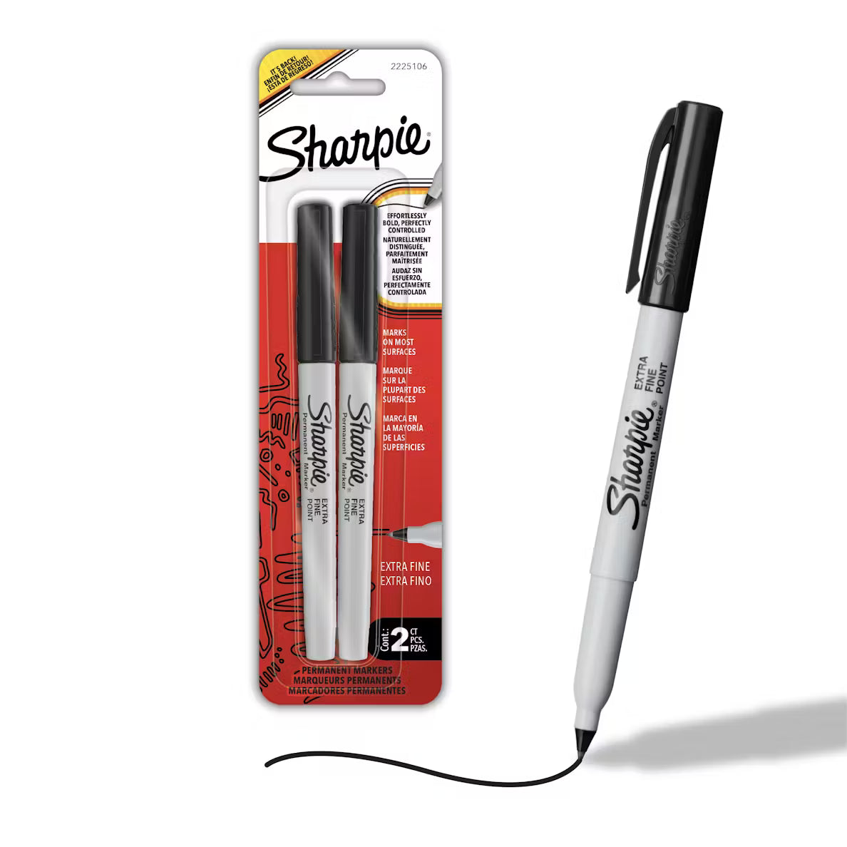 Sharpie Permanent Markers, Ultra Fine Point, Black, 2pcs