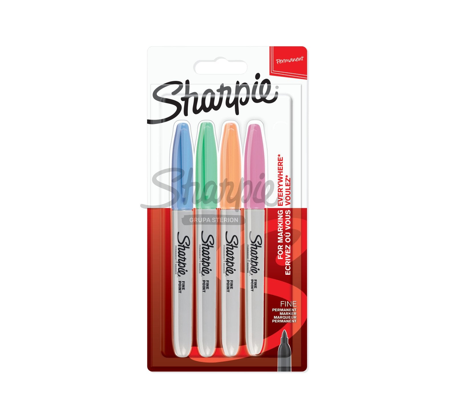 Sharpie Permanent Marker Fine - Pastel (Pack of 4) (Assorted Colors)