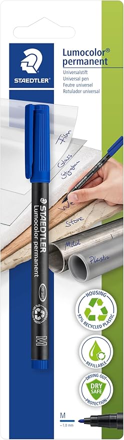 STAEDTLER 3 Bkda 317 Lumocolor Permanent Medium blue bls1 pc