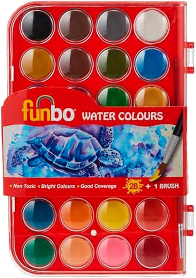 WATERCOLORS 28COLRSCAKE WITH PAINTING BRUSH  BRAND FUNBO