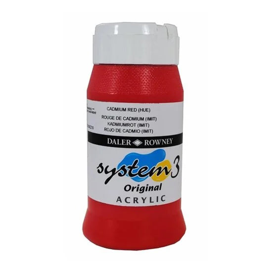 Daler-Rowney System 3 Original Acrylic Colours 500ml - Cadmium Red Hue