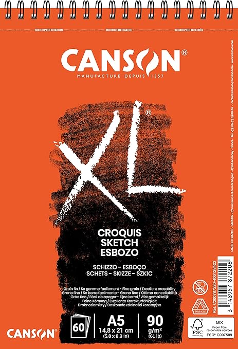 Canson XL Croquis Spiral Pad 90gsm 60 Sheets  A5