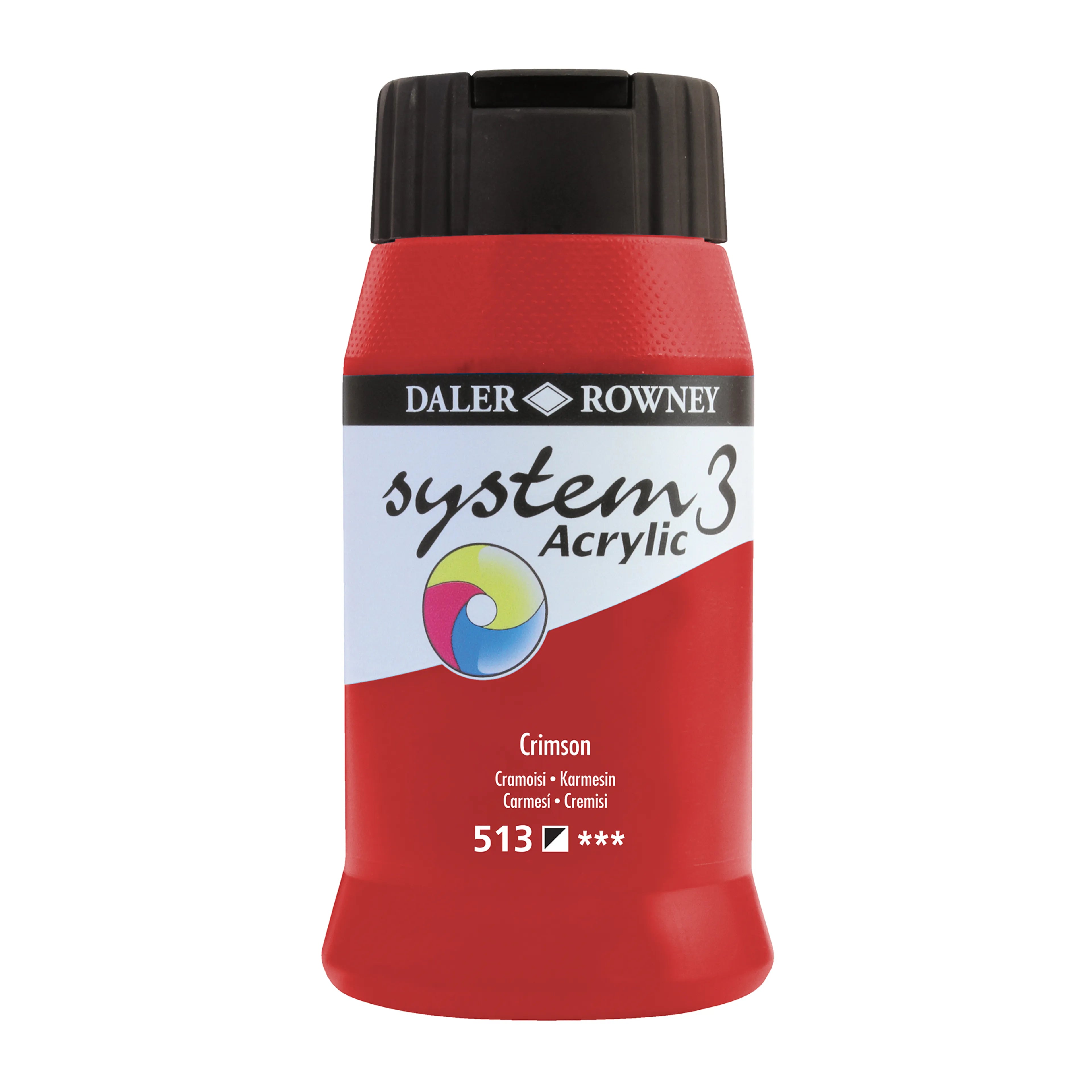 Daler-Rowney System 3 Original Acrylic Colours 500ml - Crimson