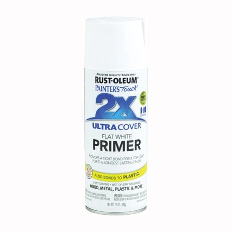 Spray Primer, Flat, White, 12 oz