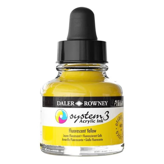 Daler-Rowney  System3  Acrylic Ink 29.5ml Fluorescent Yellow