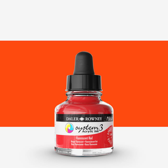 Daler-Rowney  System3  Acrylic Ink 29.5ml Fluorescent Red