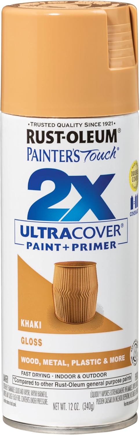 RUST-OLEUM 2X Ultra Cover Satin Paint & Primer Spray Paint 340g Khaki