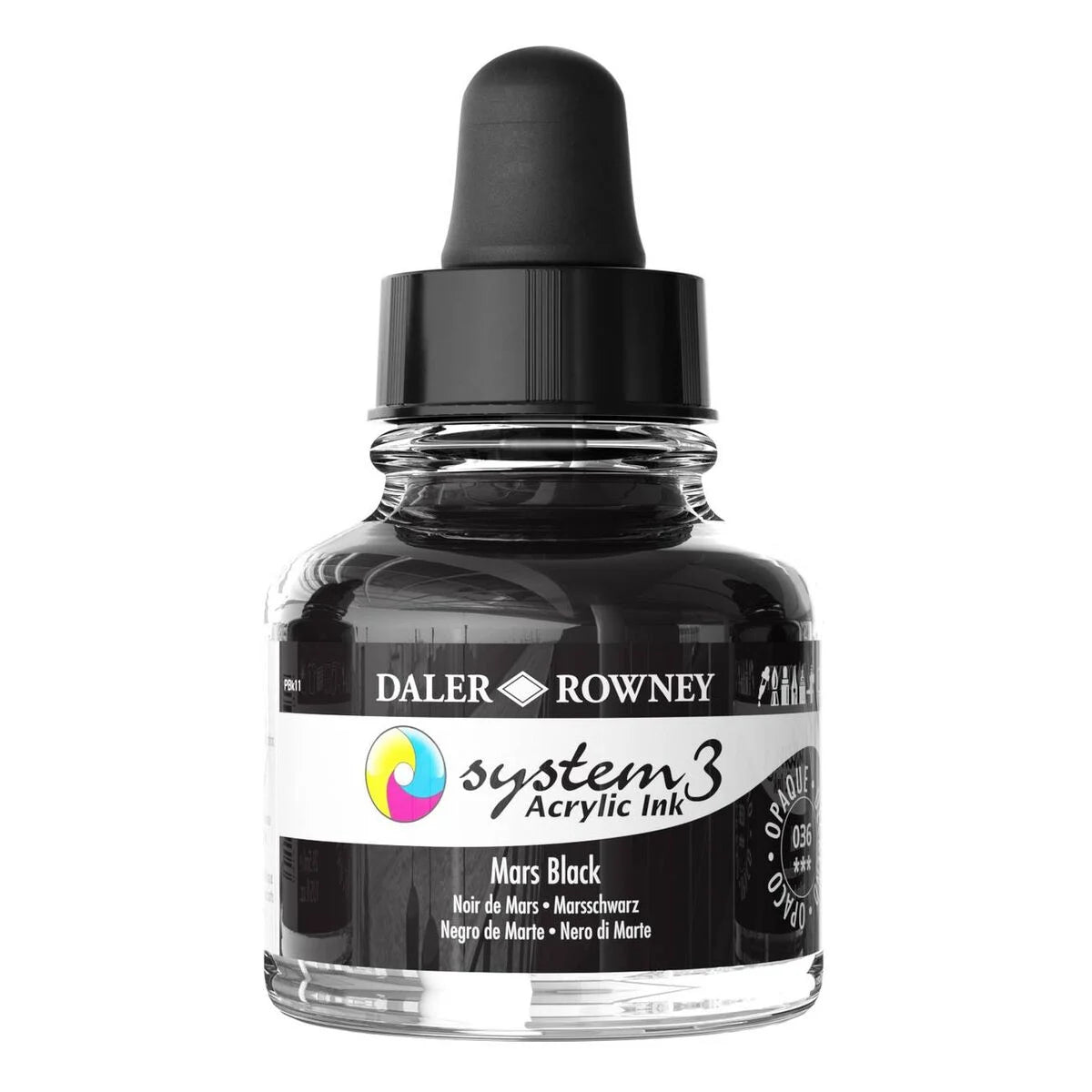 Daler-Rowney  System3  Acrylic Ink 29.5ml Mars Black