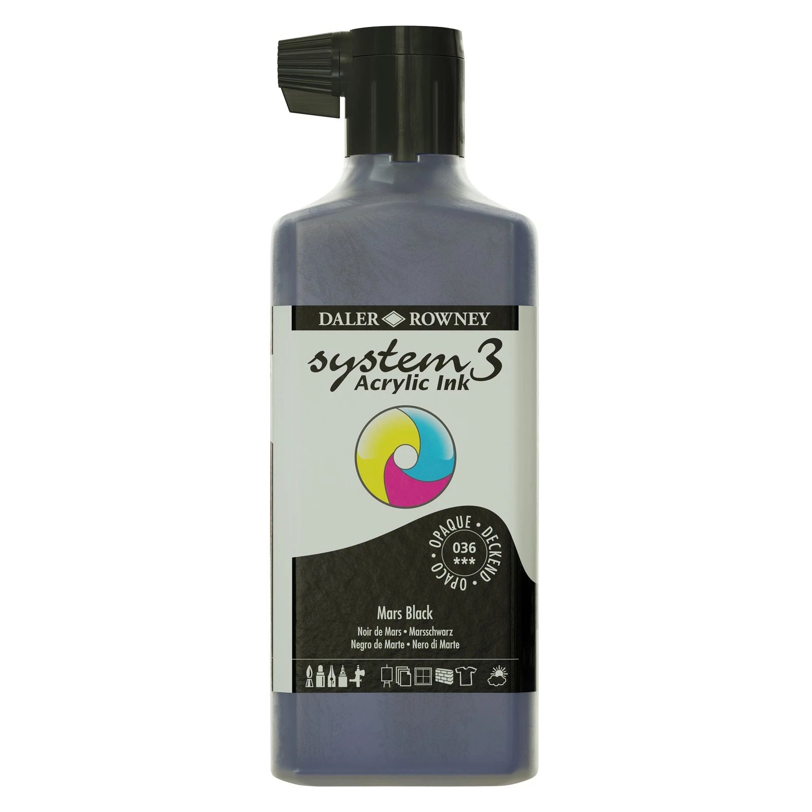 Daler-Rowney  System3  Acrylic Ink 180 ml Mars Black