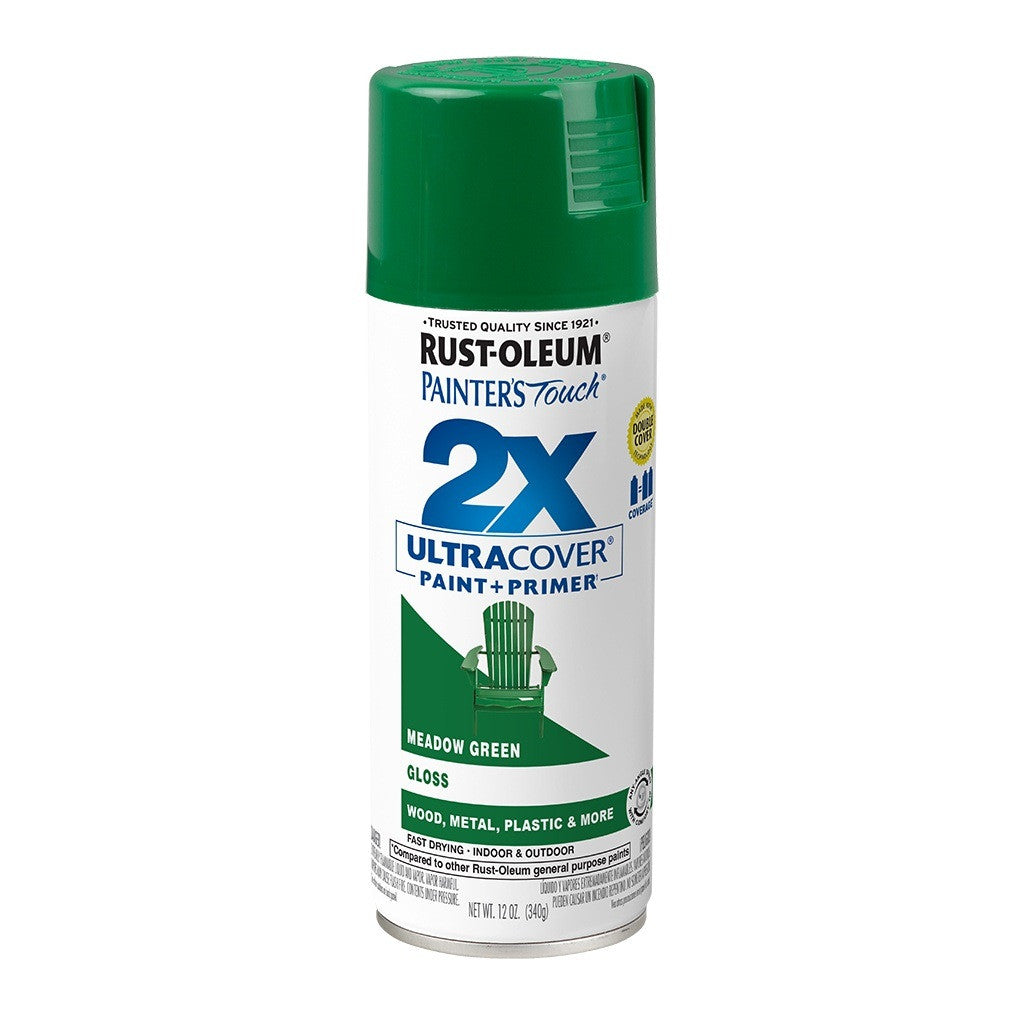 RUST-OLEUM 2X Ultra Cover Satin Paint & Primer Spray Paint 340g Meadow Green