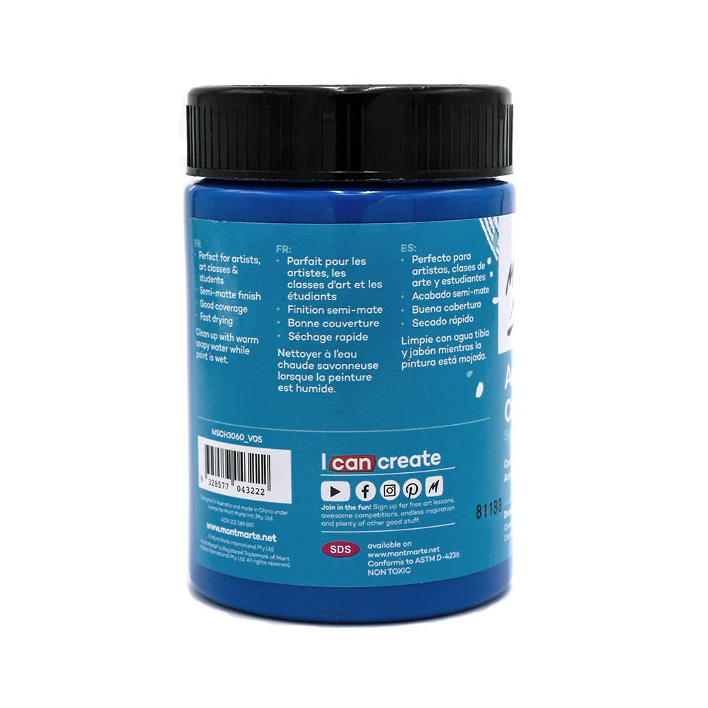 Mont Marte Acrylic Colour Paint Signature 300ml (10.1 US fl.oz) - Deep Cyan