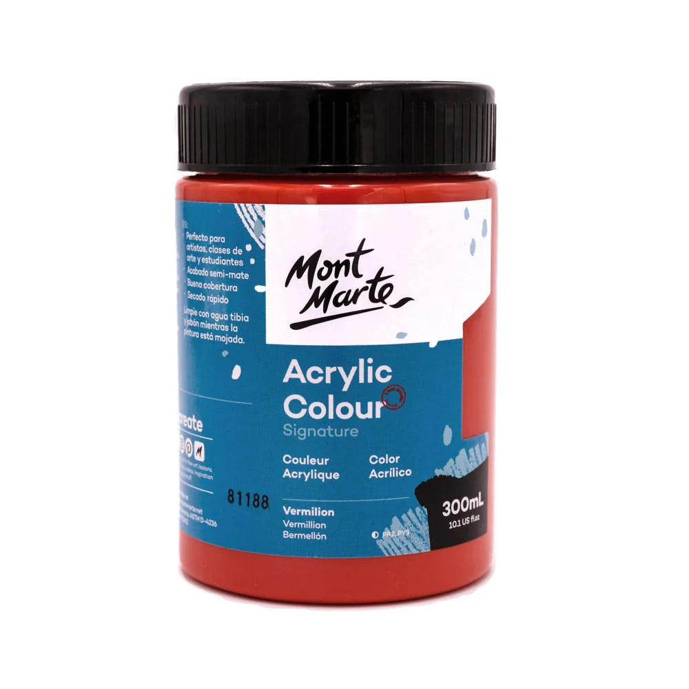 Mont Marte Acrylic Colour Paint Signature 300ml (10.1 US fl.oz) - Vermilion