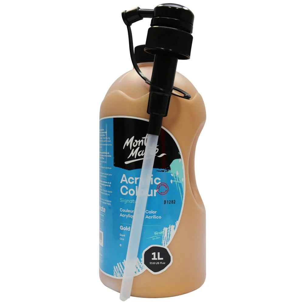 Mont Marte Acrylic Colour Signature 1L (33.8 US fl.oz) Bottle - Gold