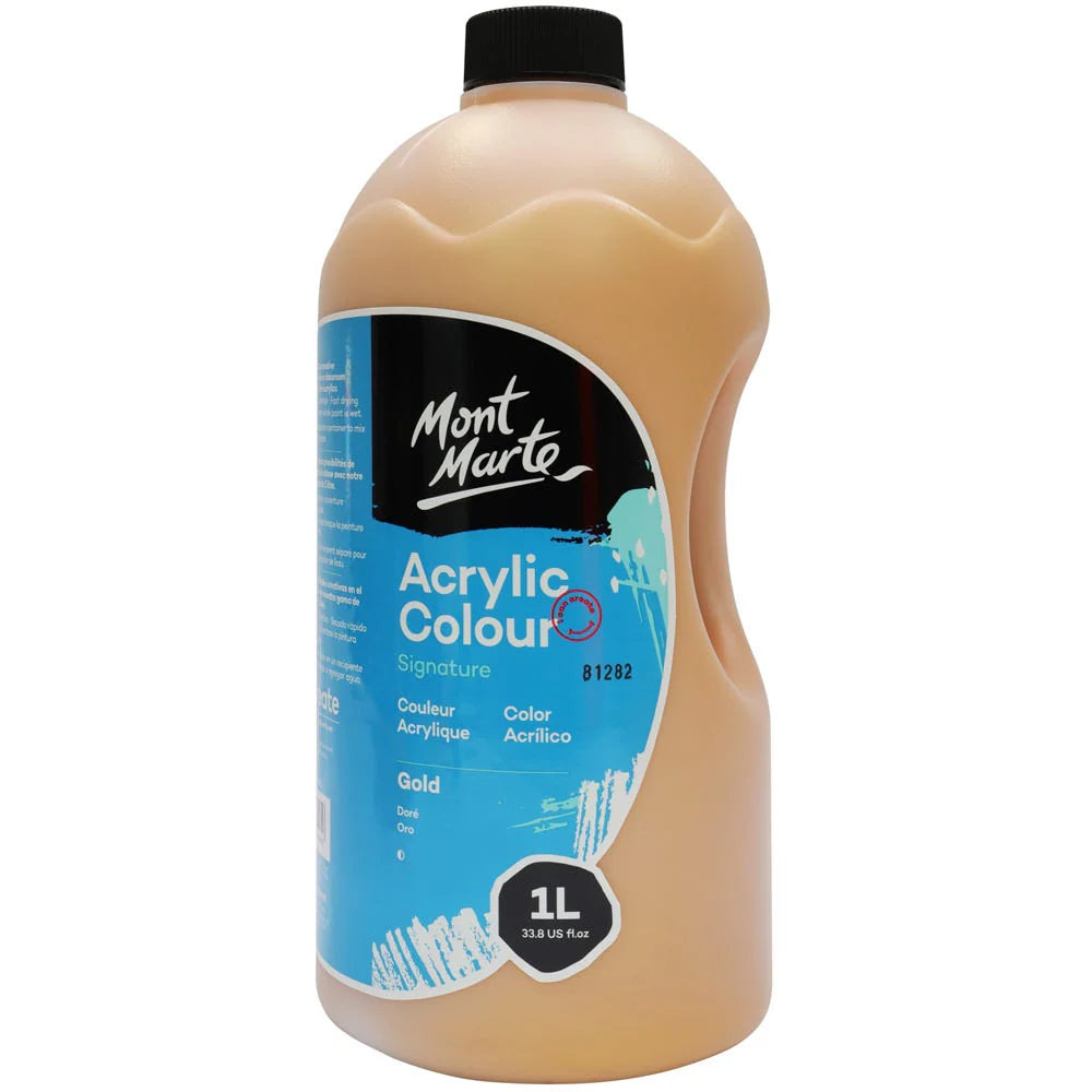Mont Marte Acrylic Colour Signature 1L (33.8 US fl.oz) Bottle - Gold