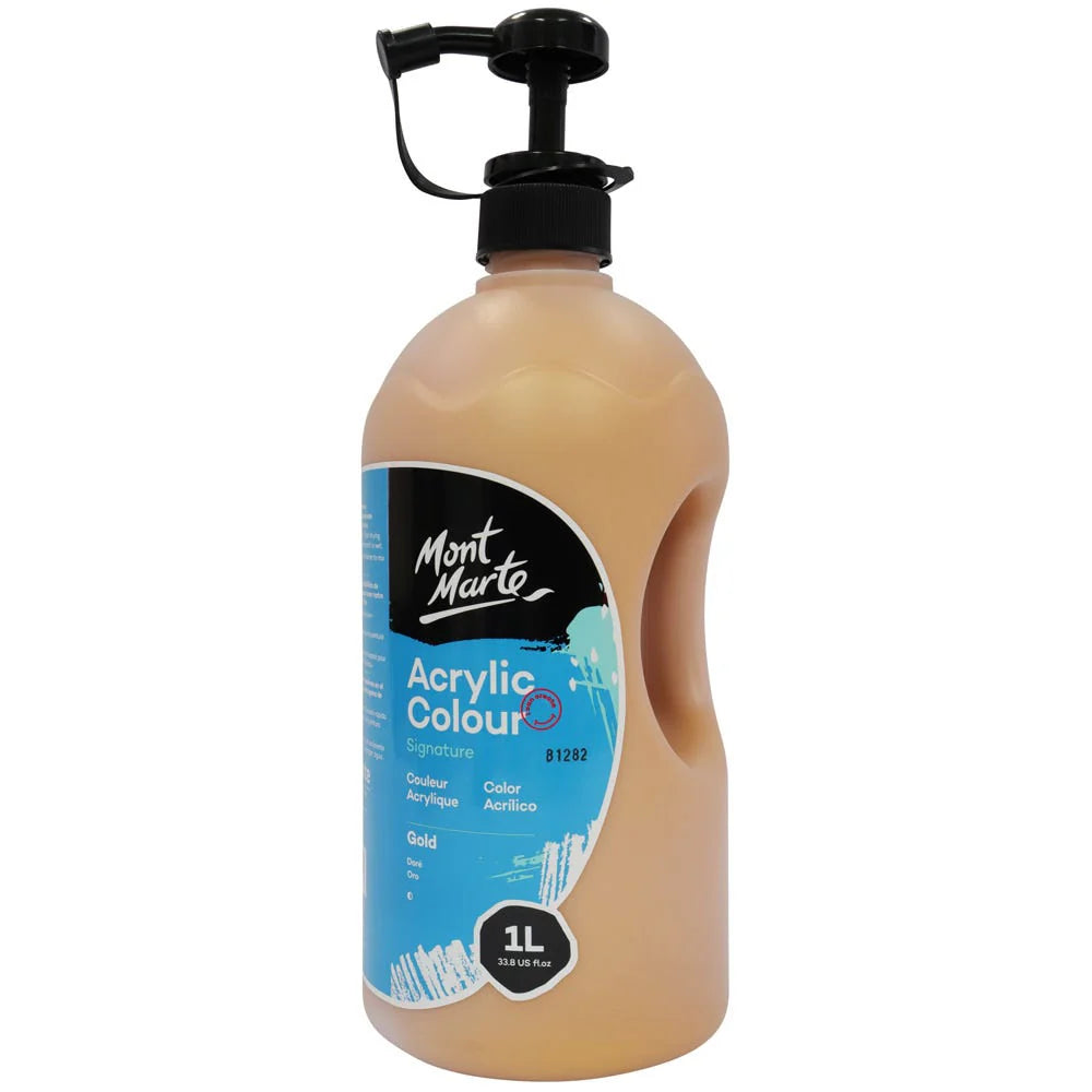 Mont Marte Acrylic Colour Signature 1L (33.8 US fl.oz) Bottle - Gold