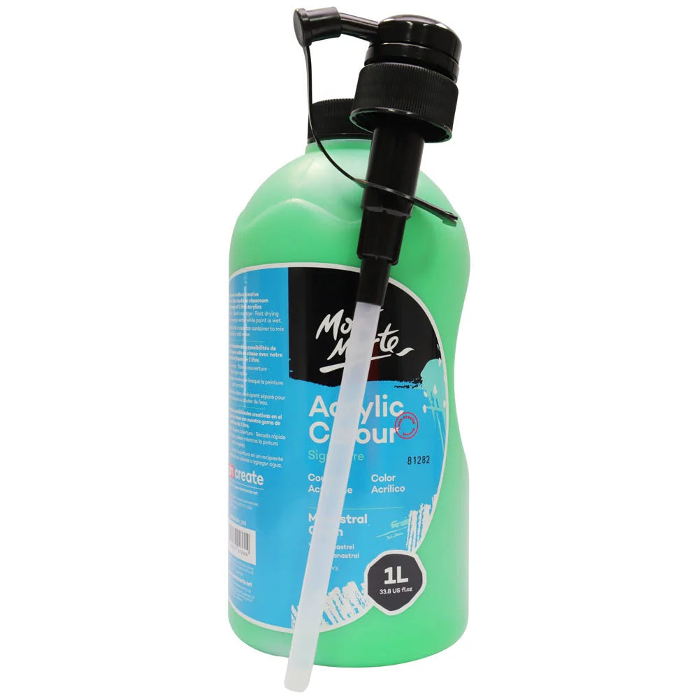 Mont Marte Acrylic Colour Signature 1L (33.8 US fl.oz) Bottle - Monastral Green
