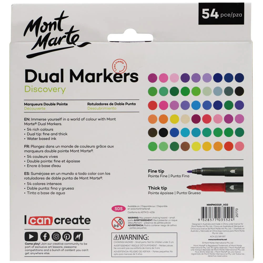 Mont Marte Dual Tip Markers Discovery 54pc