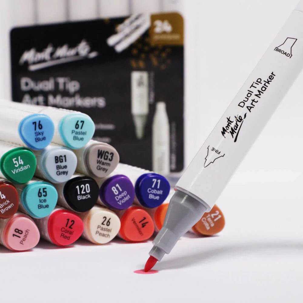Mont Marte Dual Tip Art Markers in Case Premium 24pc