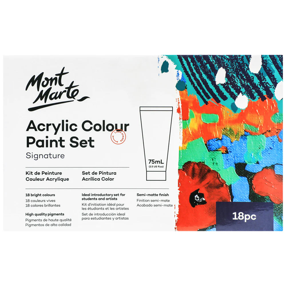 Mont Marte Acrylic Colour Paint Set 18Pc X 75Ml