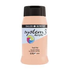 Daler-Rowney System 3 Original Acrylic Colours 500ml - Peach Pink